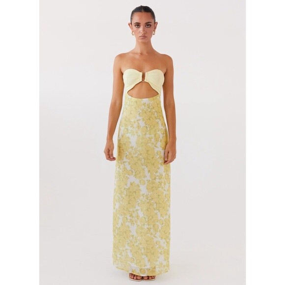 Peppermayo Exclusive Tropicana Maxi Dress Daffodil Yellow Size 8 NWOT - Picture 3 of 11
